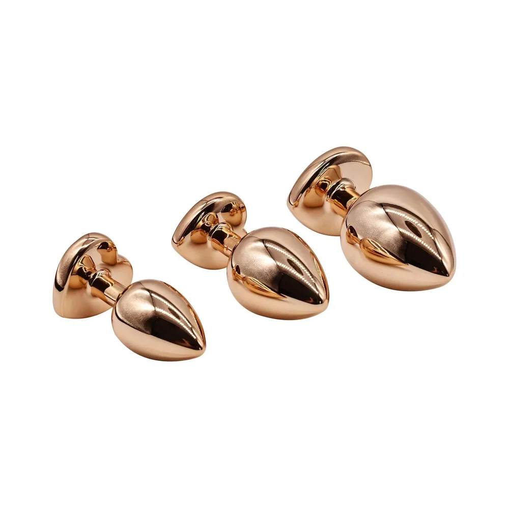 Adam & Eve Rose Gold Pink Heart Anal Plug Training Set - Image 10