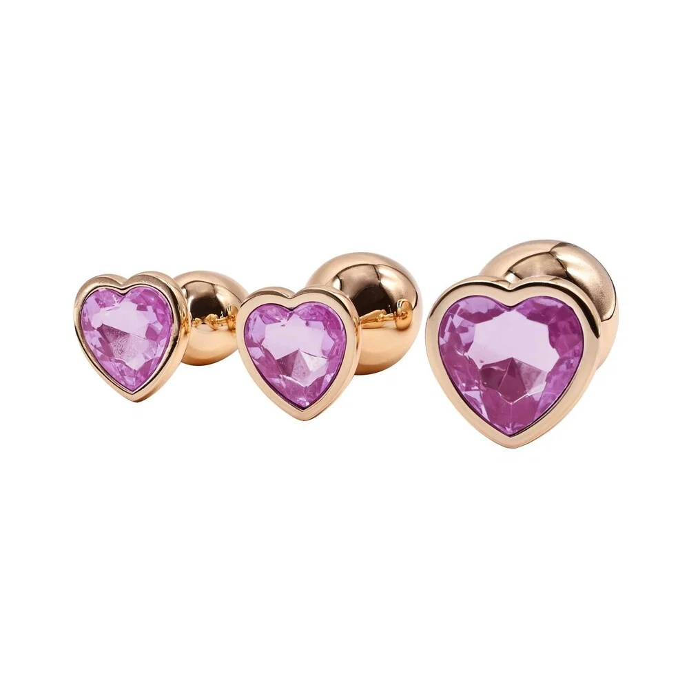 Adam & Eve Rose Gold Pink Heart Anal Plug Training Set - Image 11