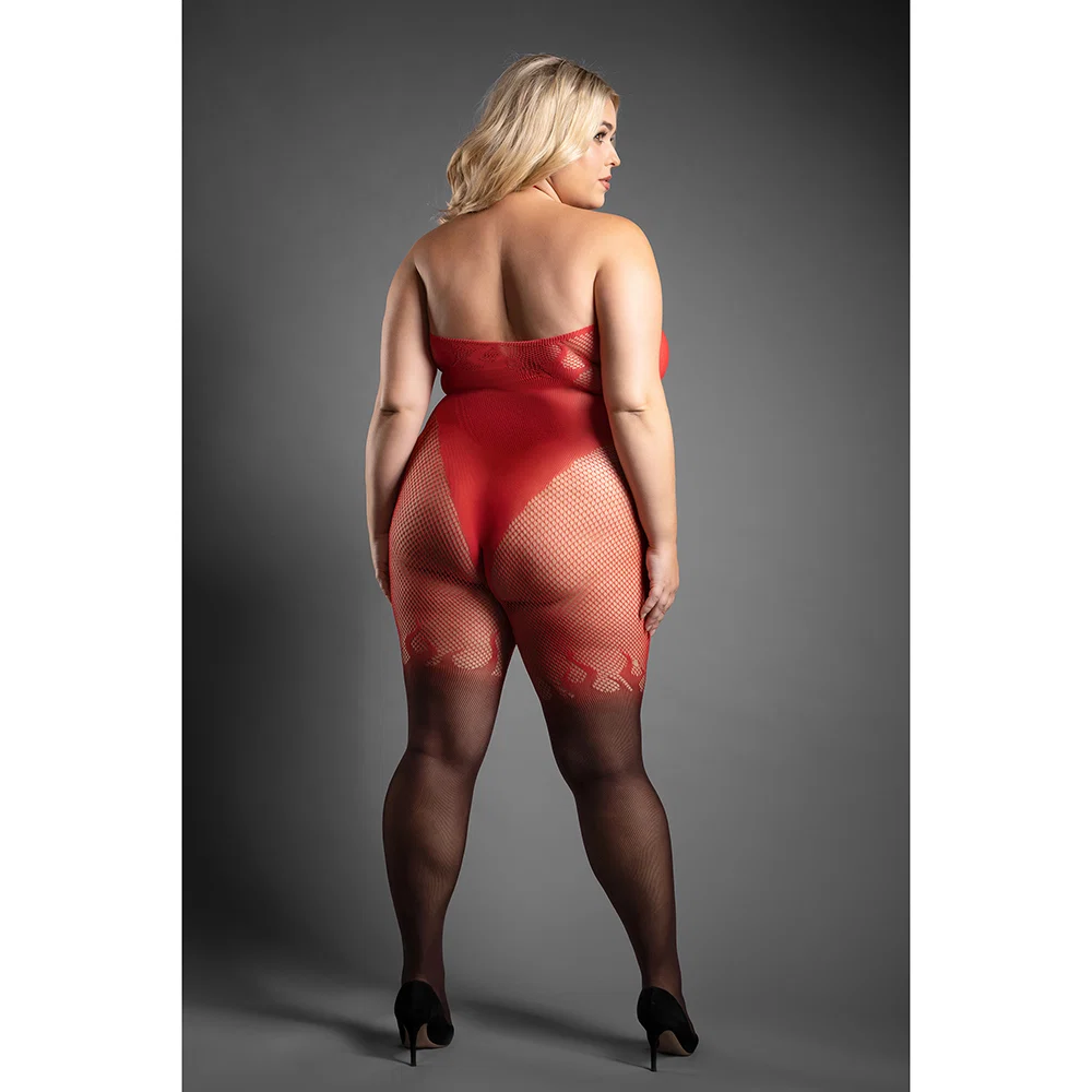 Fantasy Lingerie Sheer Eternal Flame Crotchless Ombré Bodystocking Queen Size - Image 3