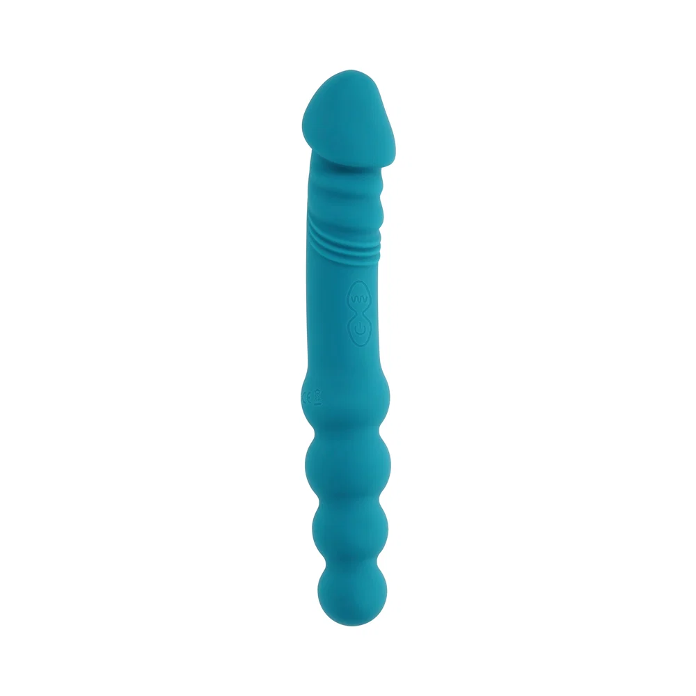 Evolved Flip Flop Rechargeable Silicone Dual-Ended Vibrator Teal - Image 11