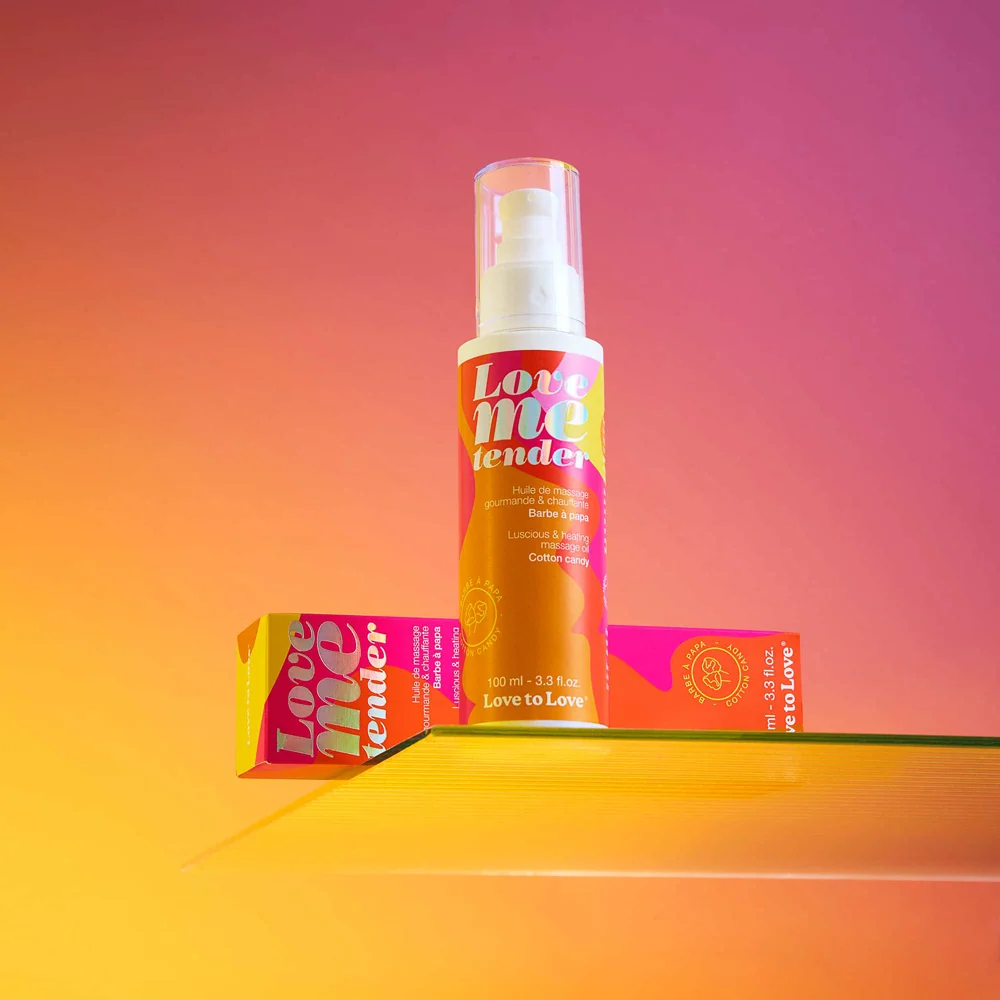 Love to Love Love Me Tender Luscious & Heating Massage Oil Cotton Candy 3.3 oz. - Image 2