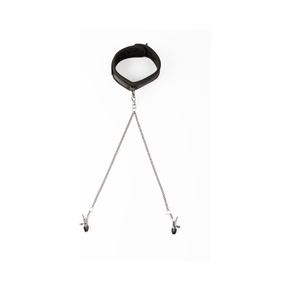 SEI MIO Twin Tweaks Velvet Collar with Nipple Clamps - Image 2