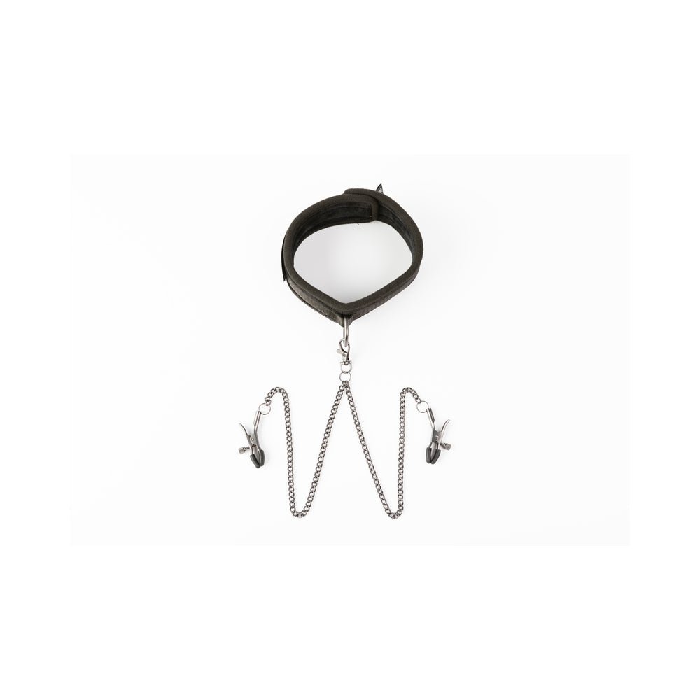 SEI MIO Twin Tweaks Velvet Collar with Nipple Clamps - Image 3