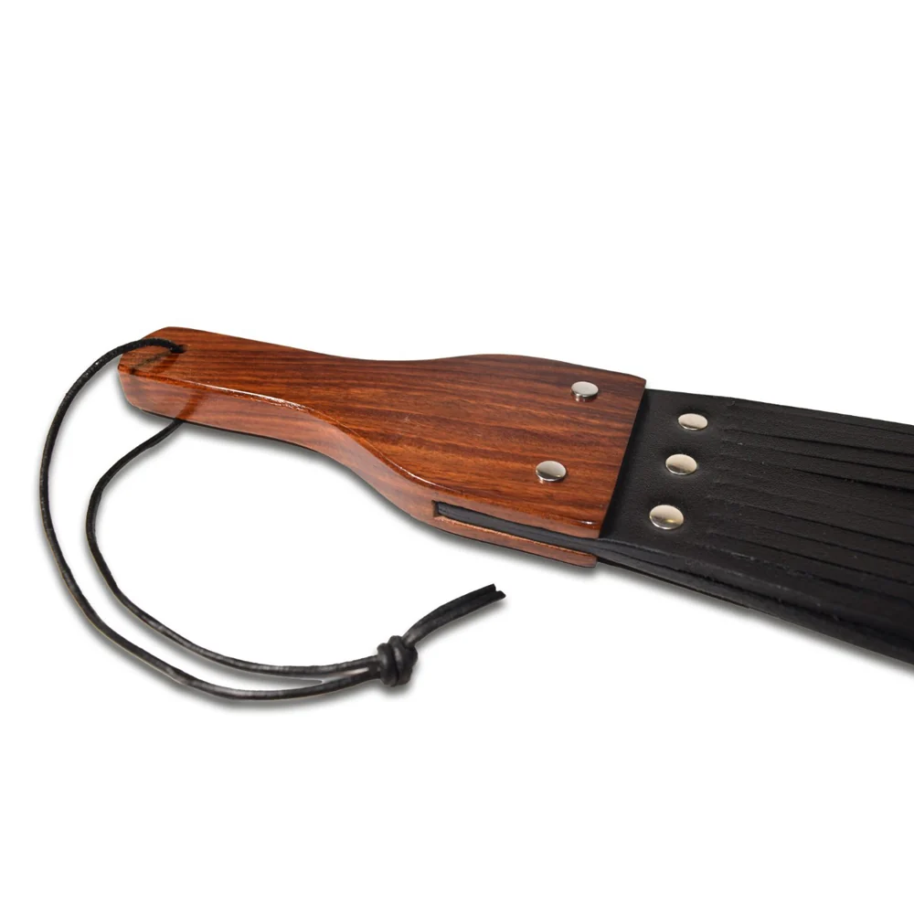 Prowler RED Leather and Wood Fringe Paddle - Image 4