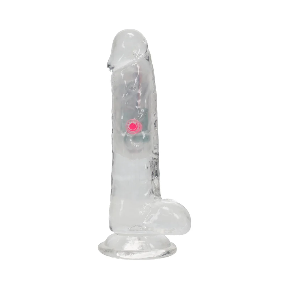 RealRock Wireless Rechargeable Remote Control LED Vibrating 6 in. Dildo with Balls Clear - Image 2