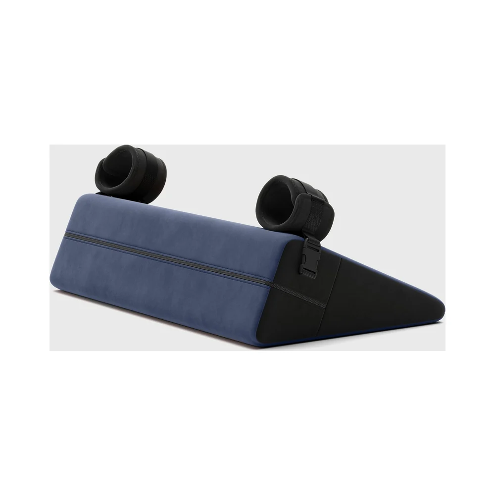 Liberator Black Label Wedge 24 in. Sex Position Pillow with Cuffs Décor Velvet Blue - Image 2