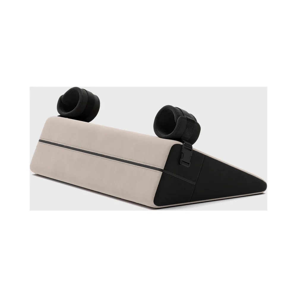 Liberator Black Label Wedge 24 in. Sex Position Pillow with Cuffs Décor Velvet Cream - Image 2