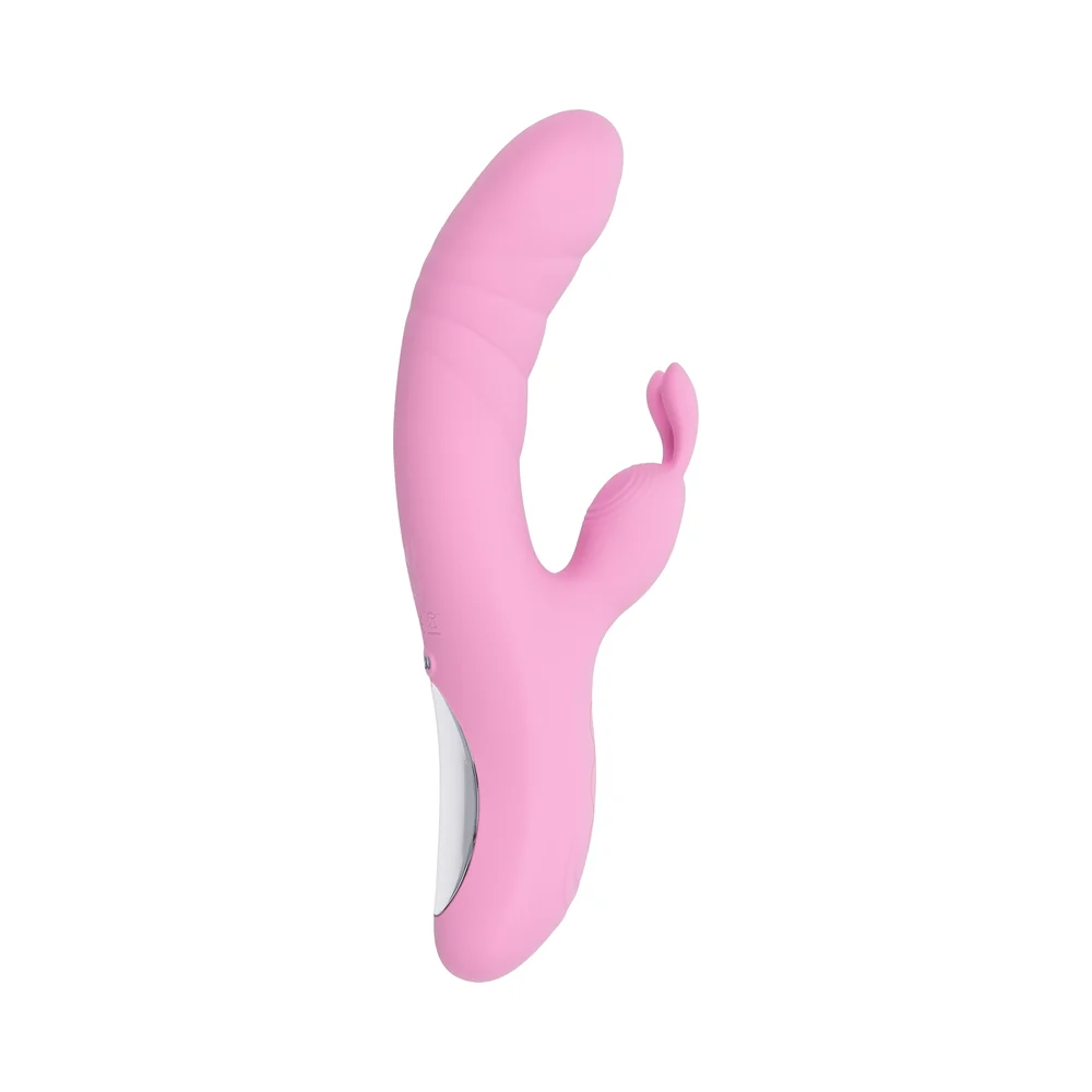 Playboy Rub Me Right Rechargeable Thrusting Dual Stimulator Silicone Pink Petal - Image 11