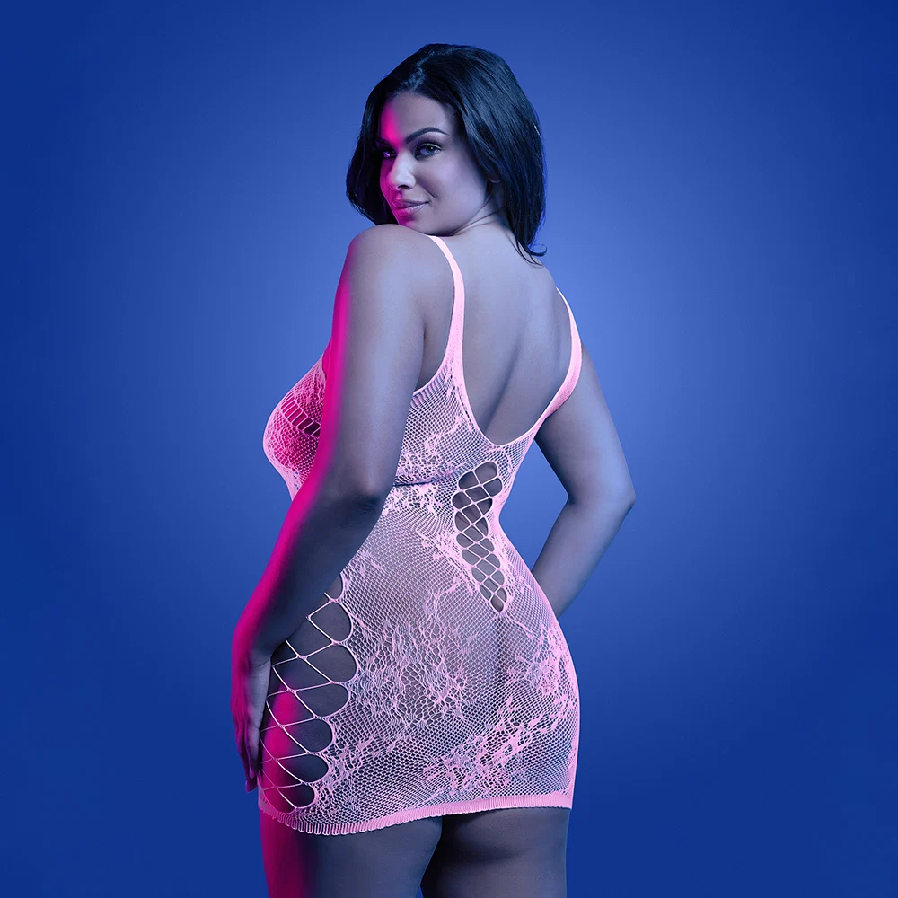 Fantasy Lingerie Glow Magnetism Glow-in-the-Dark Lace Knit Dress Queen Size - Image 3