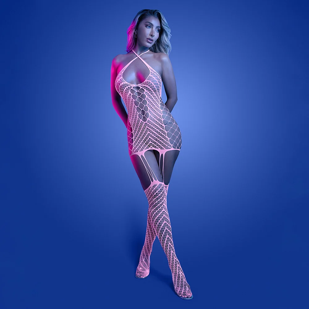 Fantasy Lingerie Glow Metamorphic Glow-in-the-Dark Bodystocking Dress O/S - Image 2