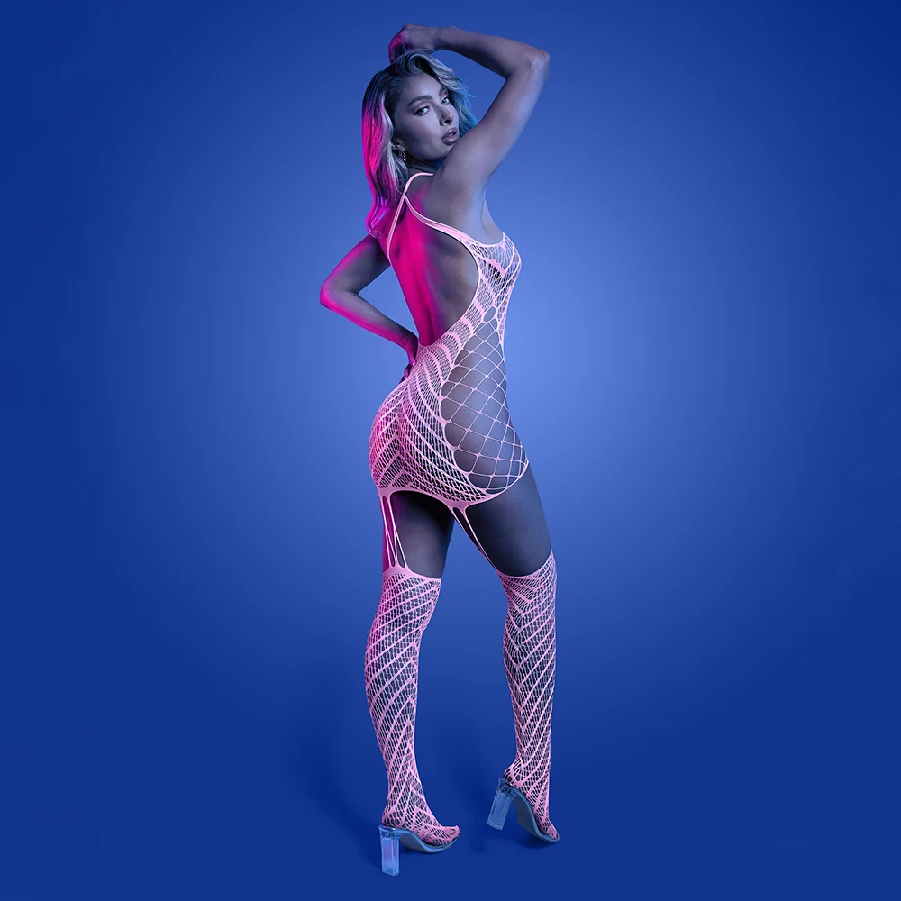 Fantasy Lingerie Glow Metamorphic Glow-in-the-Dark Bodystocking Dress O/S - Image 3