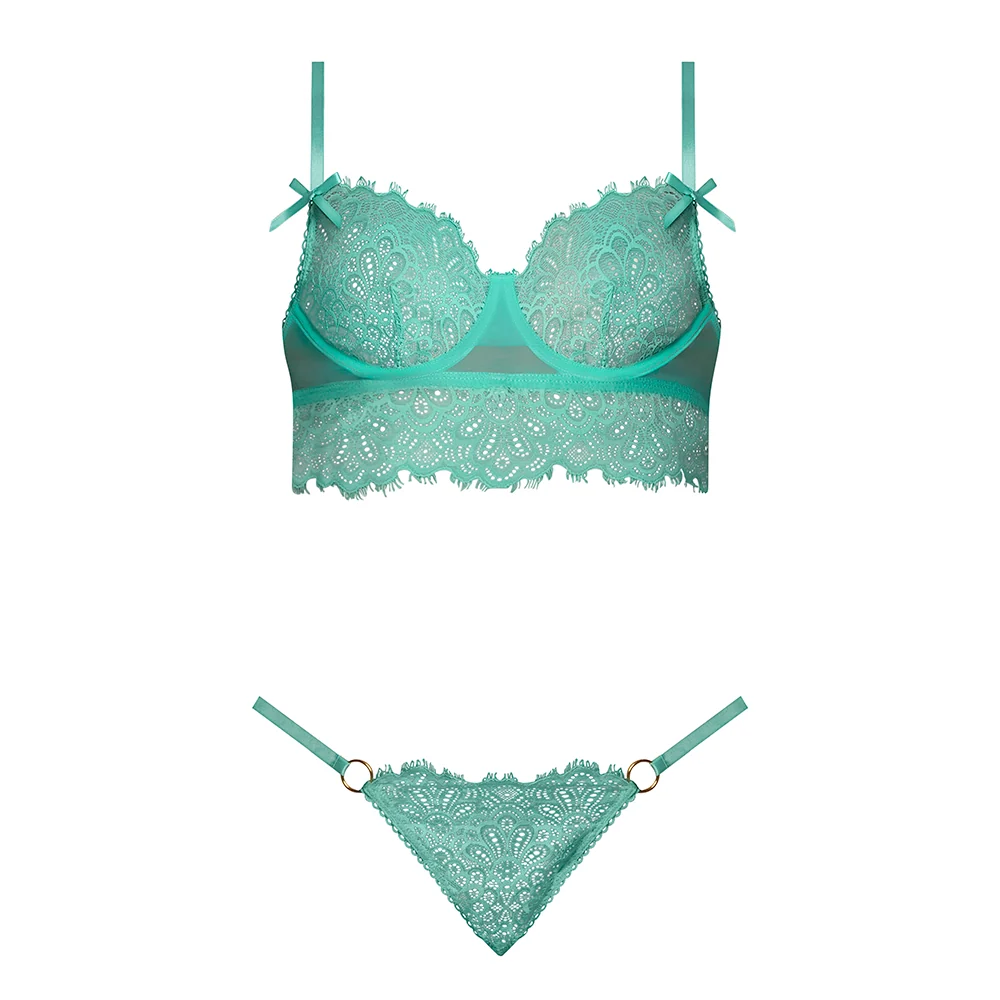 Magic Silk Caribbean Crush Demi Longline Bra & Panty with Flounce Aqua Glow L/XL - Image 5