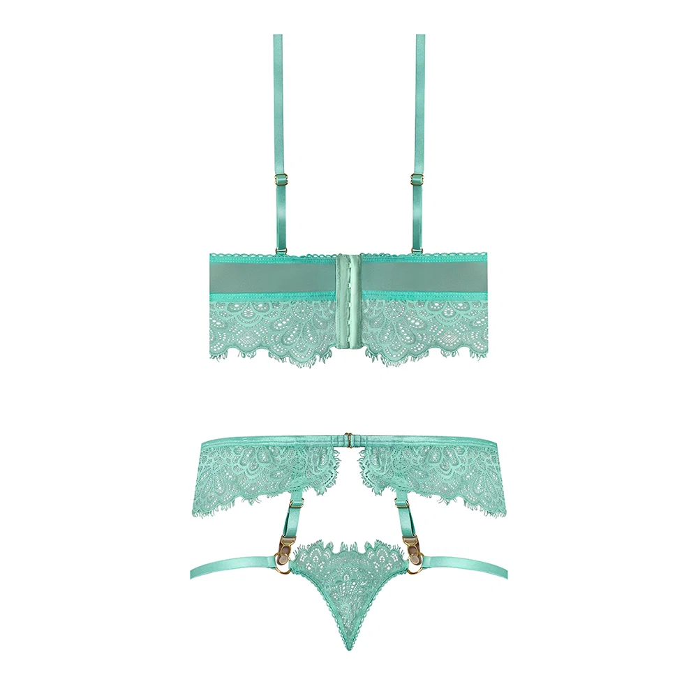 Magic Silk Caribbean Crush Demi Longline Bra & Panty with Flounce Aqua Glow L/XL - Image 6