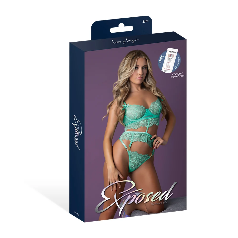 Magic Silk Caribbean Crush Demi Longline Bra & Panty with Flounce Aqua Glow L/XL - Image 7