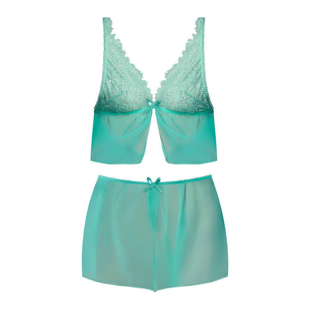 Magic Silk Caribbean Crush Flutter Cami & Short Set Aqua Glow S/M - Image 4