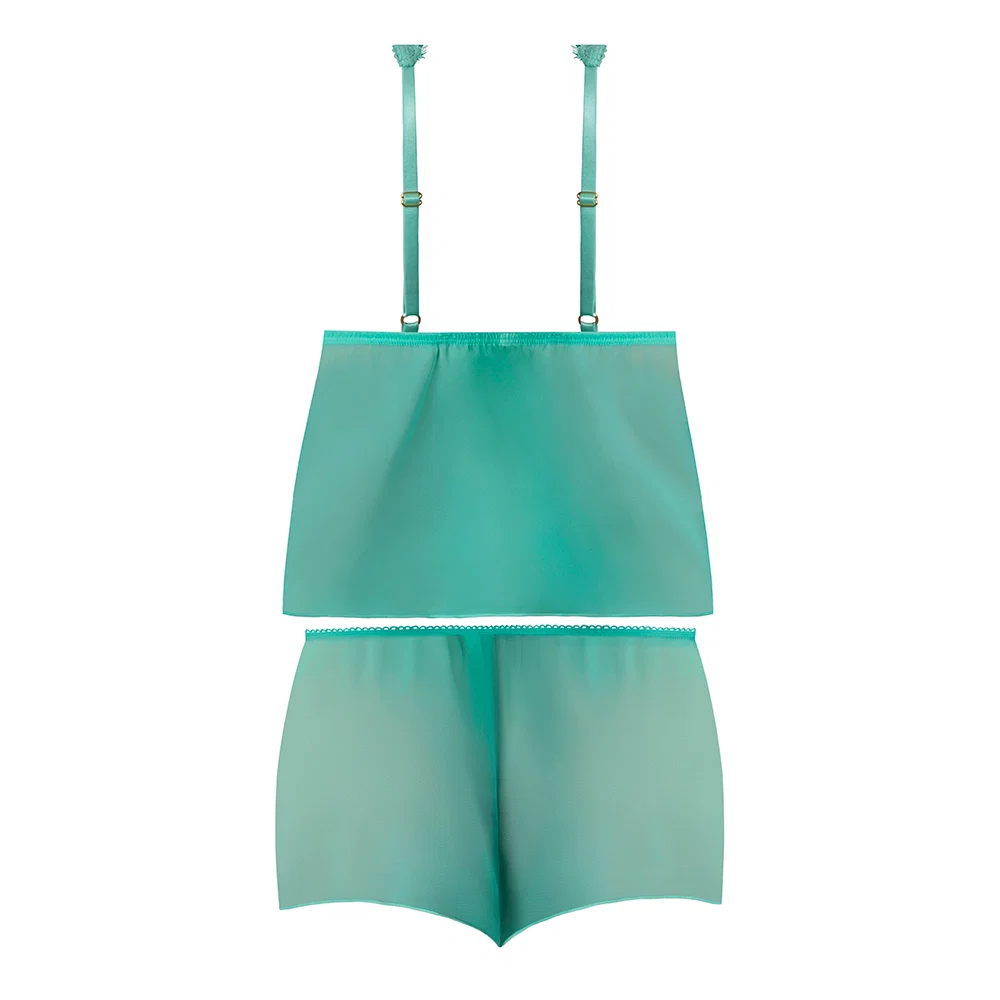 Magic Silk Caribbean Crush Flutter Cami & Short Set Aqua Glow S/M - Image 5