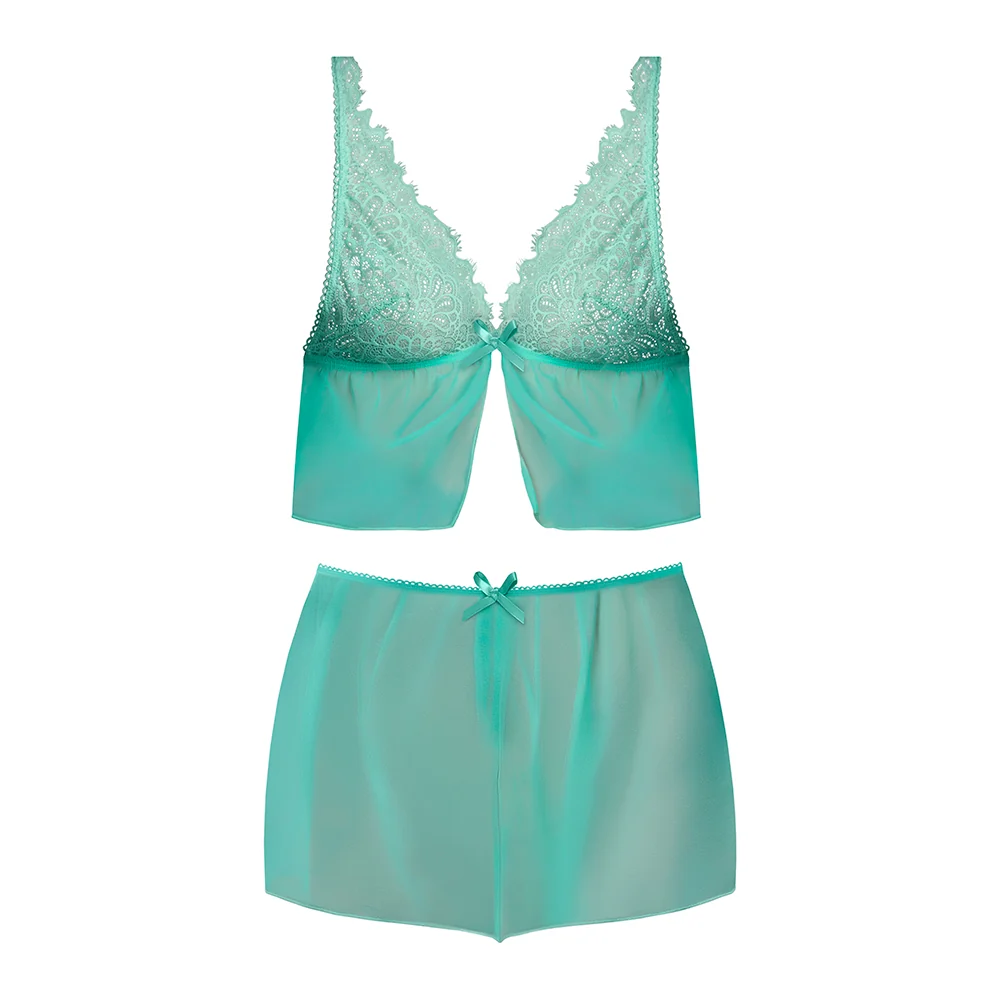 Magic Silk Caribbean Crush Flutter Cami & Short Set Aqua Glow L/XL - Image 4