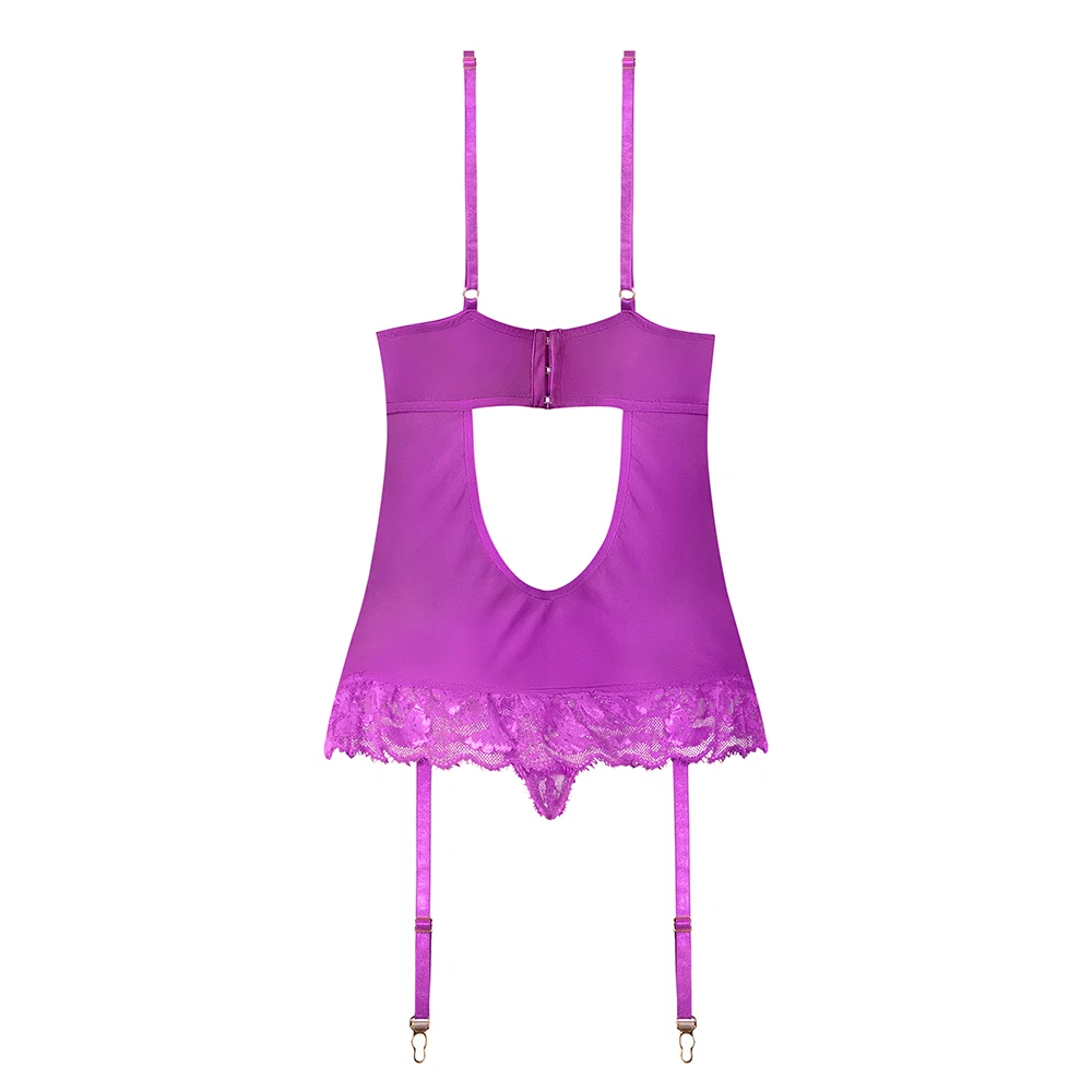 Magic Silk Butterfly Fantasies Basque & Cheeky Panty Set Neon Purple S/M - Image 12