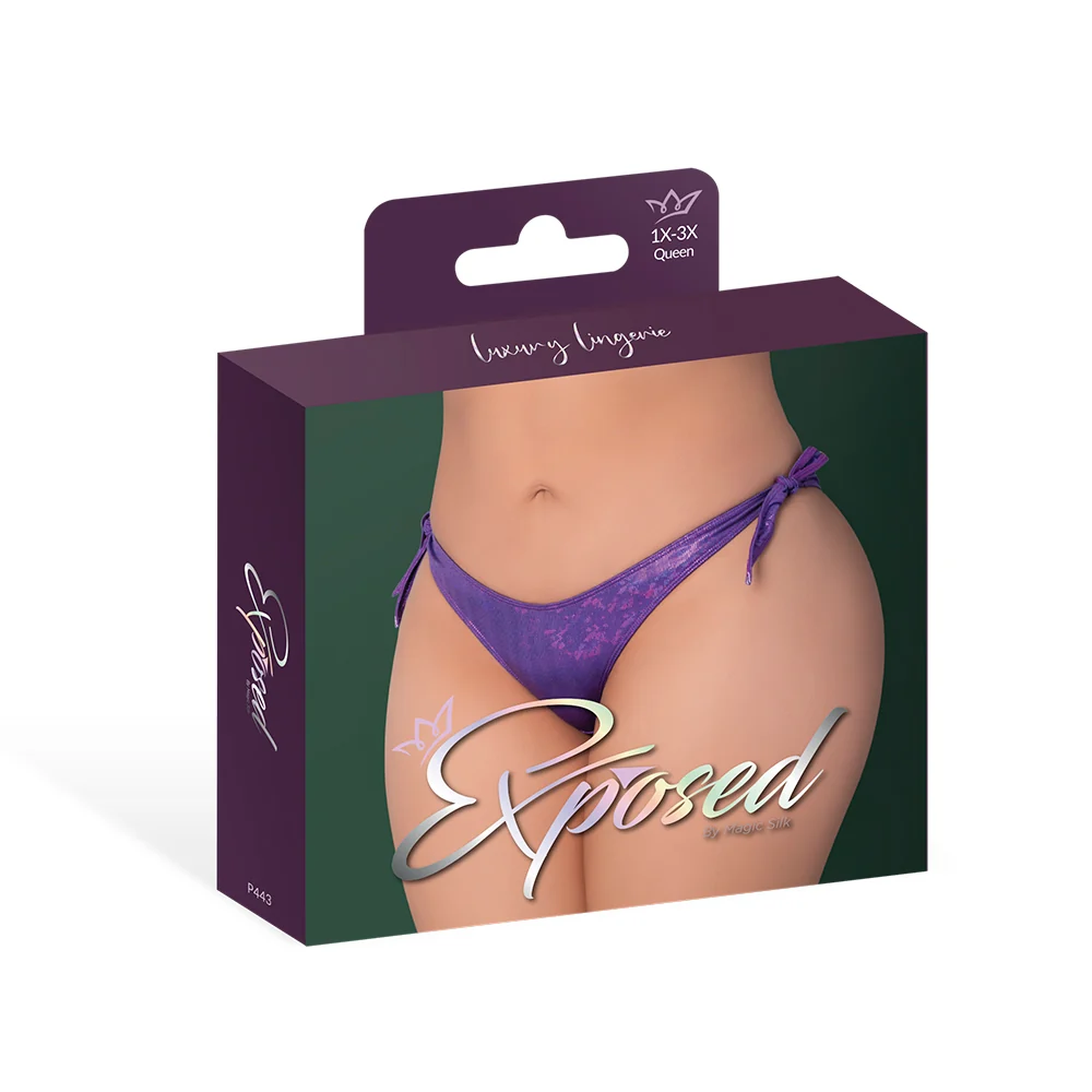 Magic Silk Glimmer Low Rise Tie Side Panty Purple Disco Queen Size - Image 5