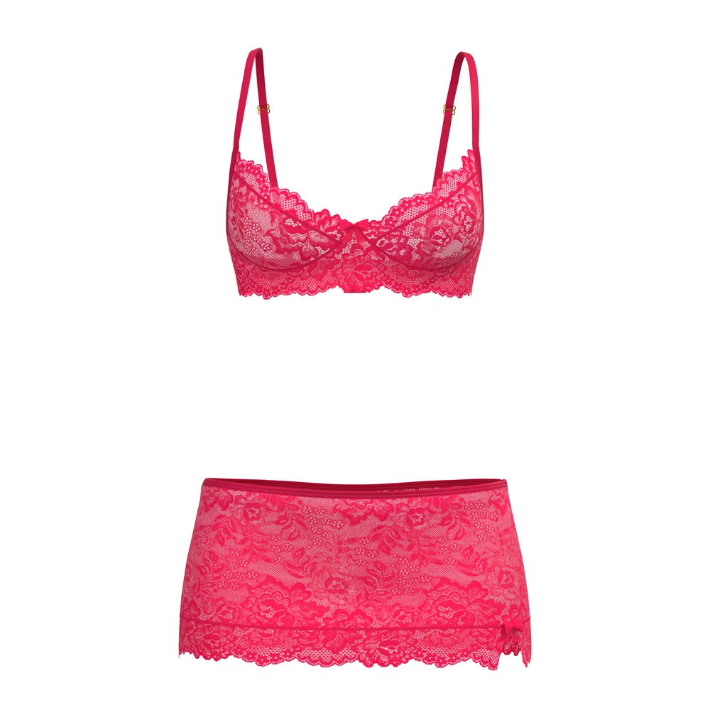 Magic Silk Get It Girl Bra, Skirt & Thong Set Diva Pink L/XL - Image 11