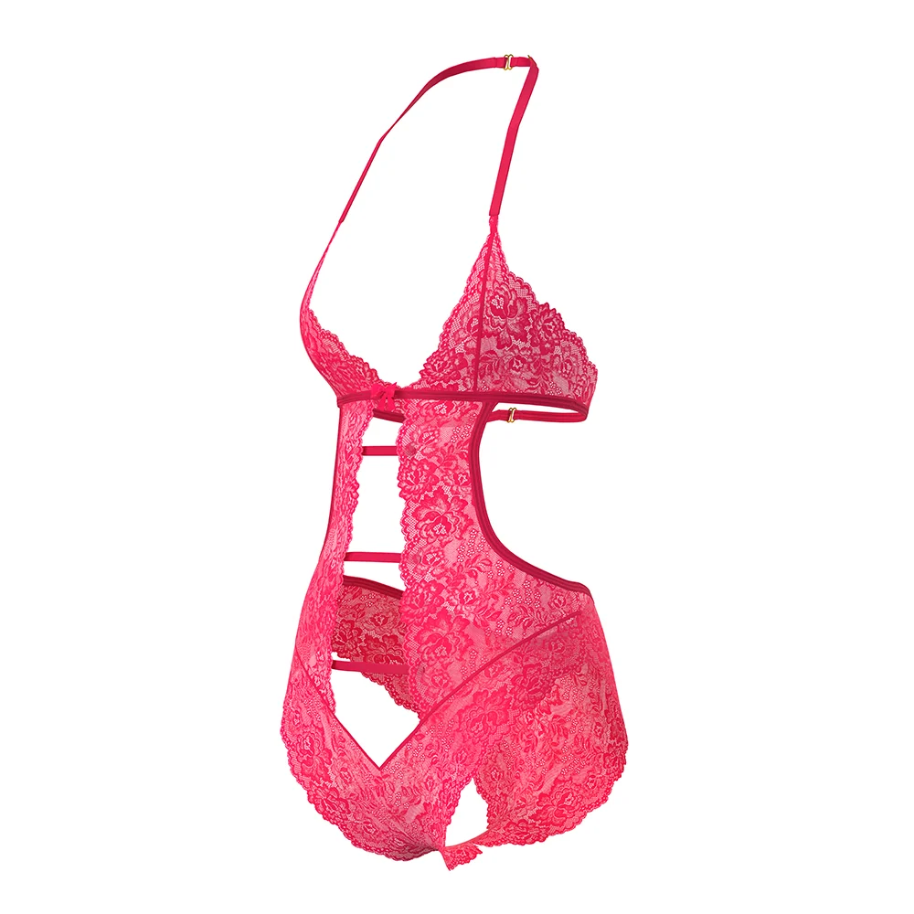 Magic Silk Get It Girl Halter Teddy with Snap Crotch Diva Pink Queen Size - Image 11