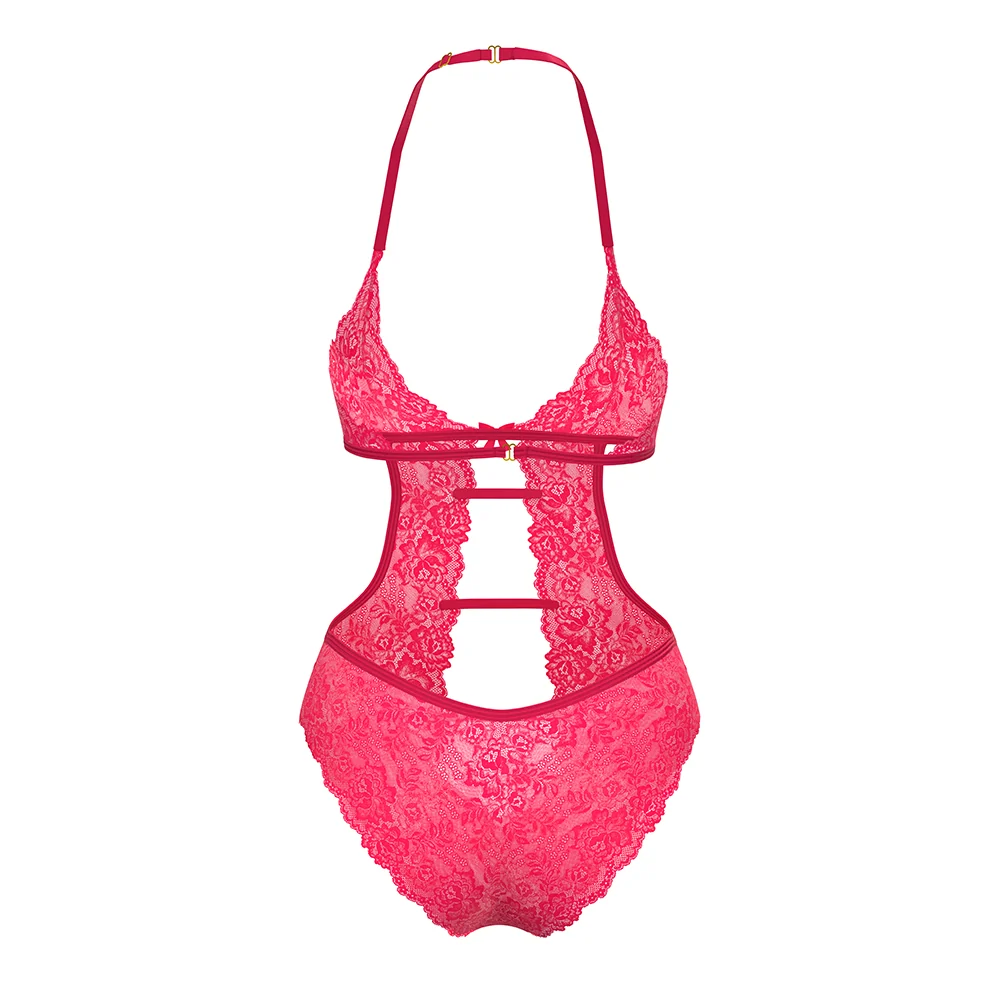 Magic Silk Get It Girl Halter Teddy with Snap Crotch Diva Pink Queen Size - Image 12
