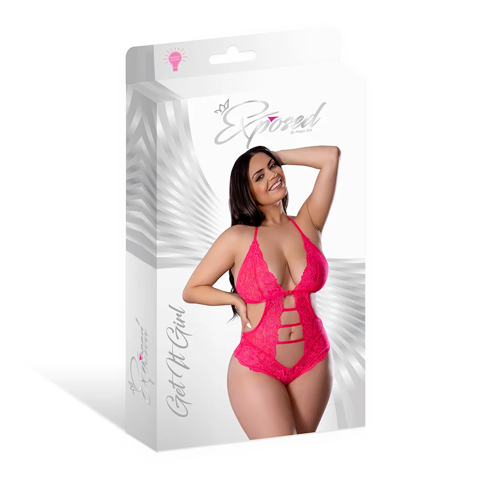 Magic Silk Get It Girl Halter Teddy with Snap Crotch Diva Pink Queen Size - Image 13