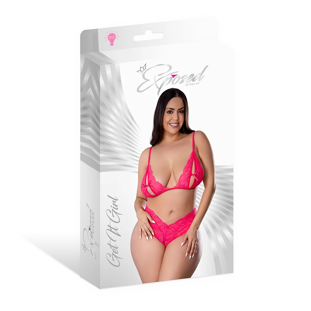 Magic Silk Get It Girl Peek-a-Boo Bralette & Split Crotch Boy Short Diva Pink Queen Size - Image 13