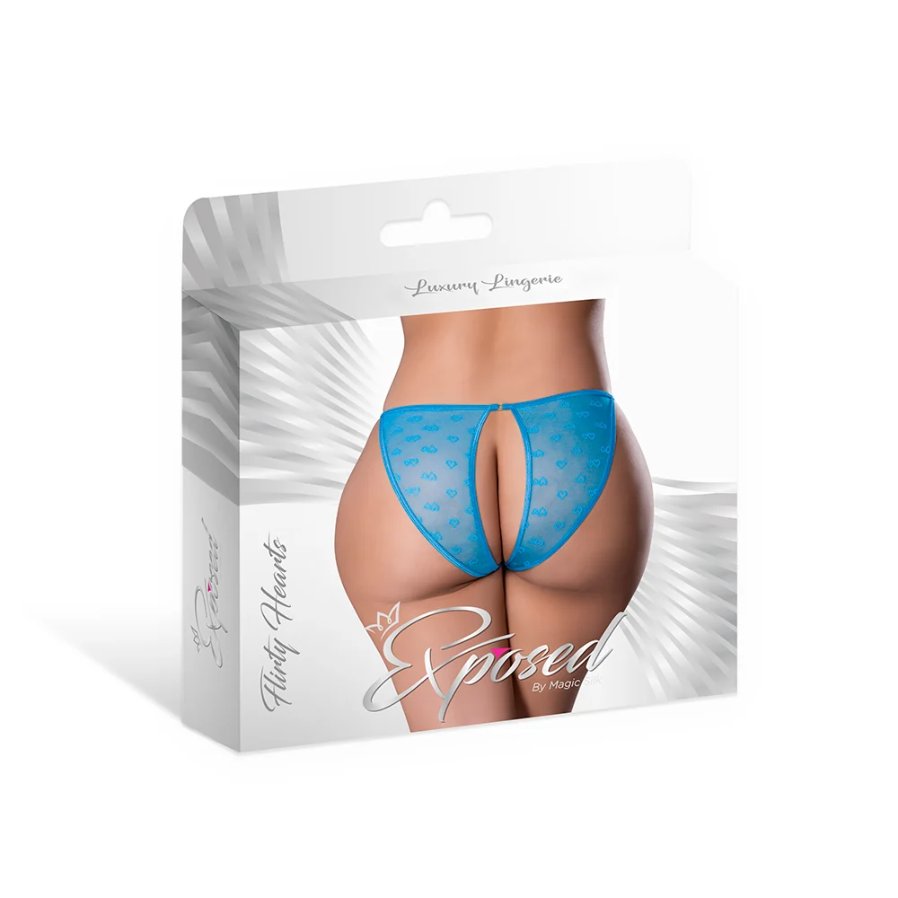 Magic Silk Flirty Hearts Open Back Panty Blue Sugar Queen Size - Image 5