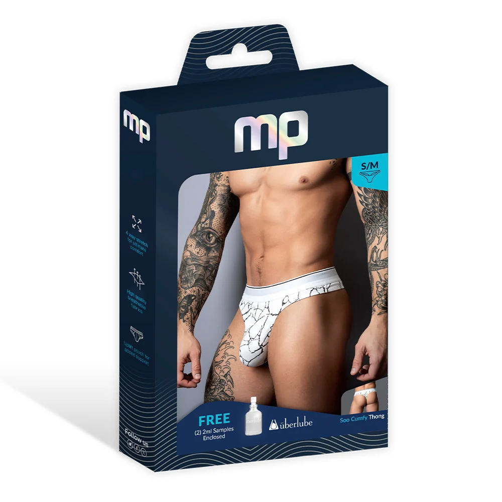 Male Power Soo Cumfy Thong Black/White L/XL - Image 9