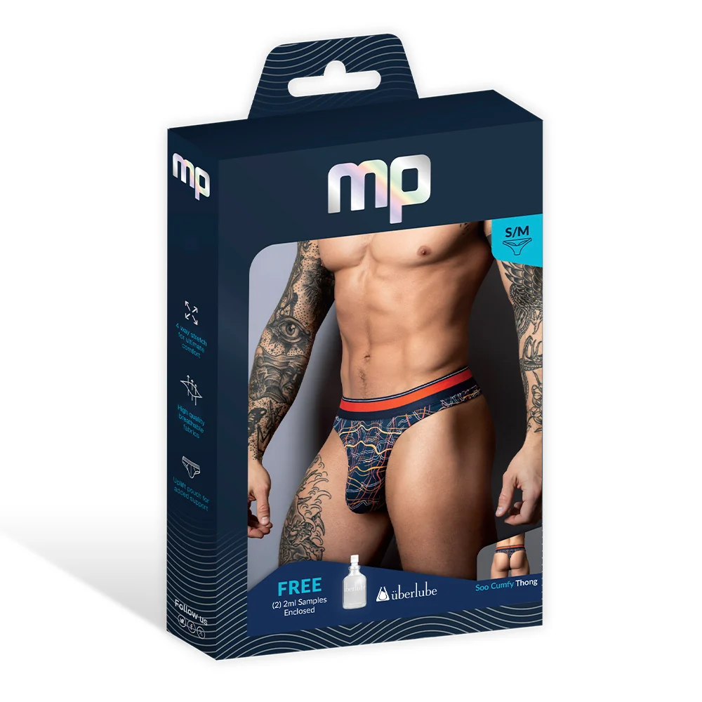 Male Power Soo Cumfy Thong Navy/Orange S/M - Image 9