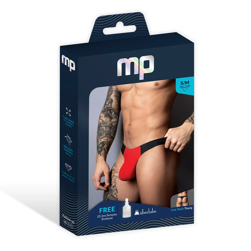Male Power Hot Mesh Bong Thong Black/Red L/XL - Image 9