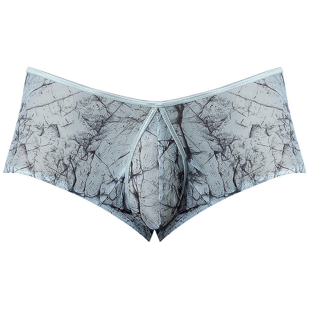 Male Power Marble Mesh Micro Mini Short Silver Blue S - Image 9