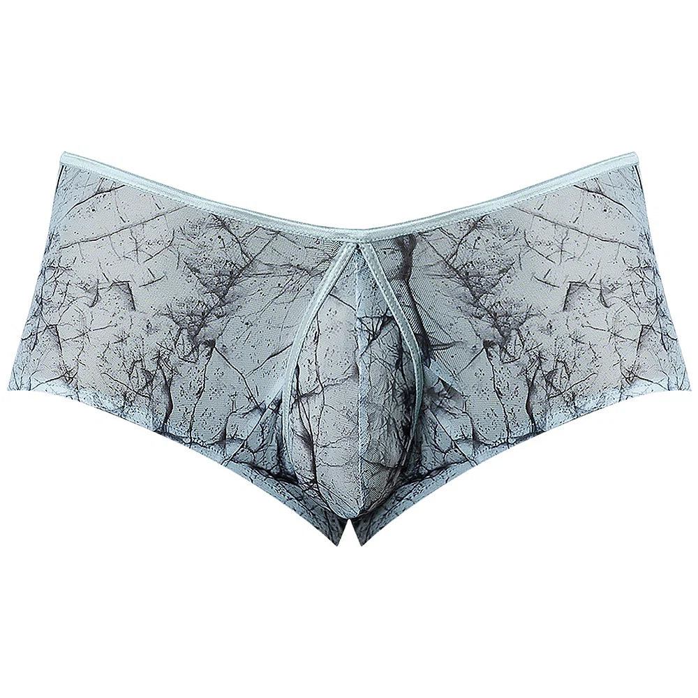 Male Power Marble Mesh Micro Mini Short Silver Blue M - Image 9