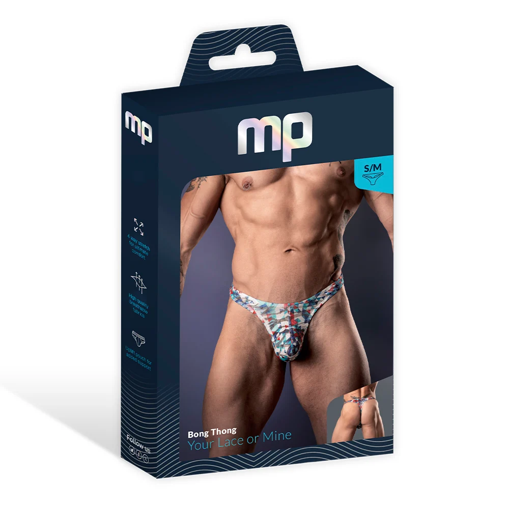 Male Power Your Lace Or Mine Bong Thong Geometric S/M - Image 11