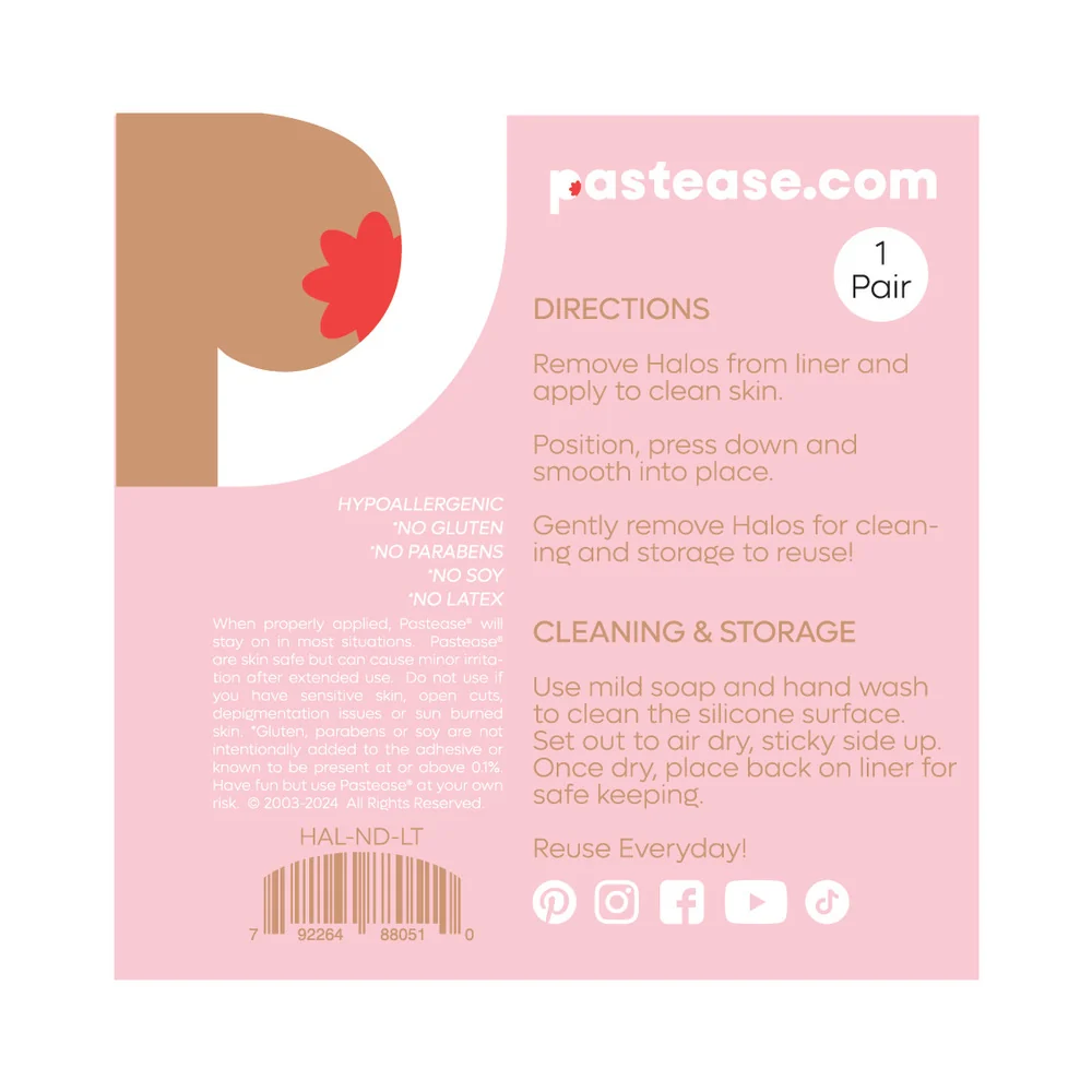 Pastease Halos Reusable Sticky Adhesive Silicone Nipple Cover Floral Nude Large D+ Cup - Image 7