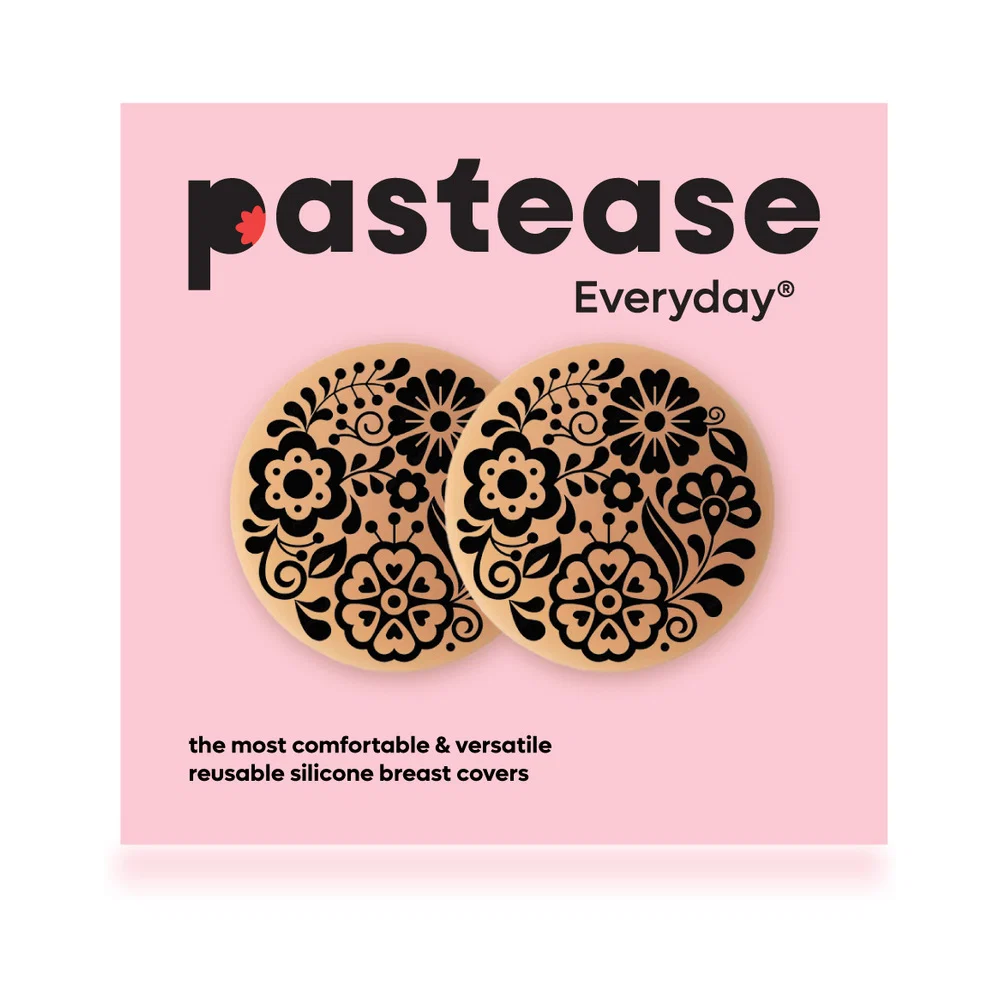 Pastease Halos Reusable Sticky Adhesive Silicone Nipple Cover Floral Nude Small A-C Cup - Image 6