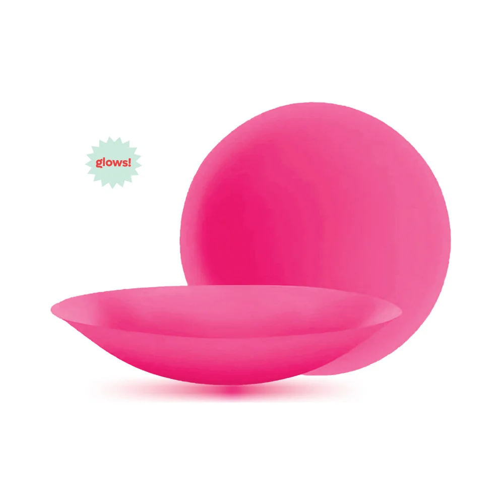 Pastease Halos Reusable Sticky Adhesive Silicone Nipple Cover Neon Pink Glow-in-the-Dark Large D+ Cup - Image 2