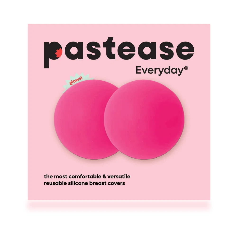 Pastease Halos Reusable Sticky Adhesive Silicone Nipple Cover Neon Pink Glow-in-the-Dark Small A-C Cup - Image 4