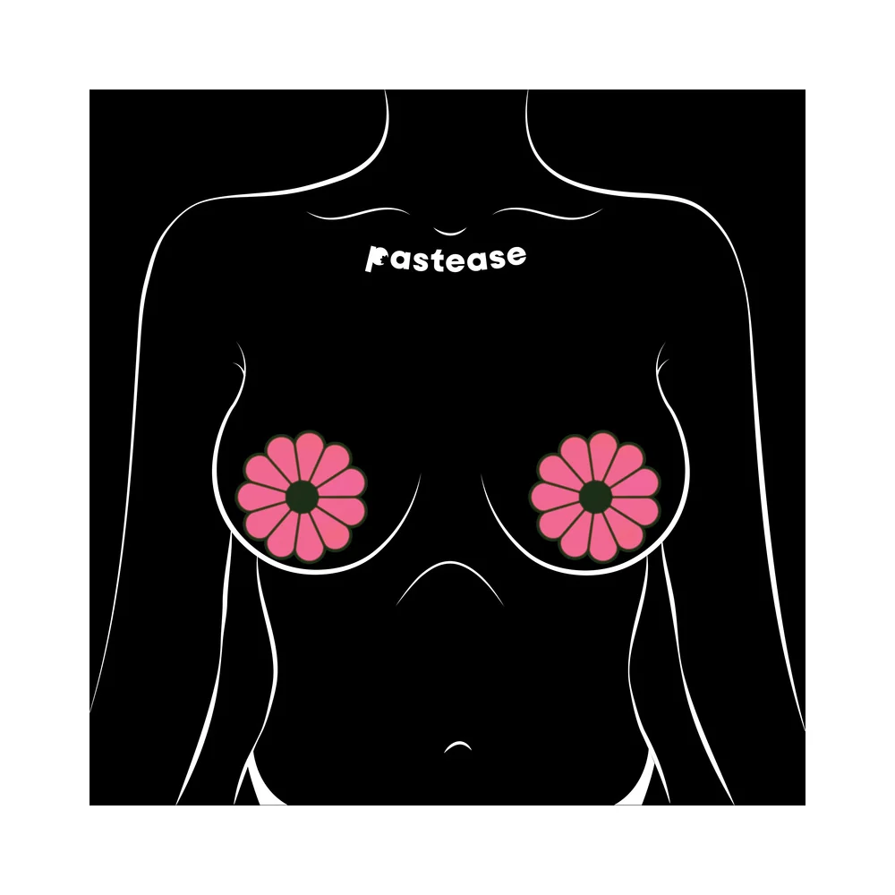Pastease Daisy: Neon Green & Glow-in-the-Dark Neon Pink Petal Pasties Nipple Covers - Image 5