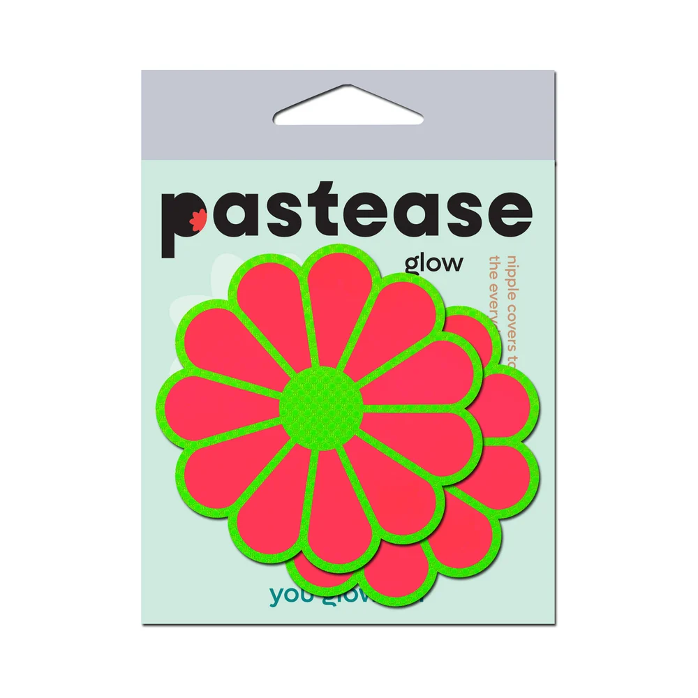 Pastease Daisy: Neon Green & Glow-in-the-Dark Neon Pink Petal Pasties Nipple Covers - Image 6