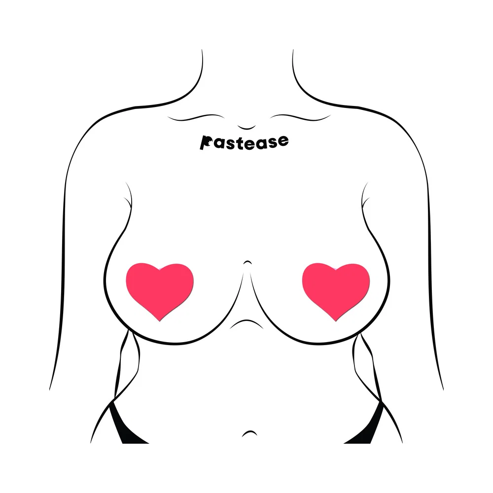 Pastease Love: Glow-in-the-Dark Neon Pink Heart Pasties Nipple Covers - Image 3