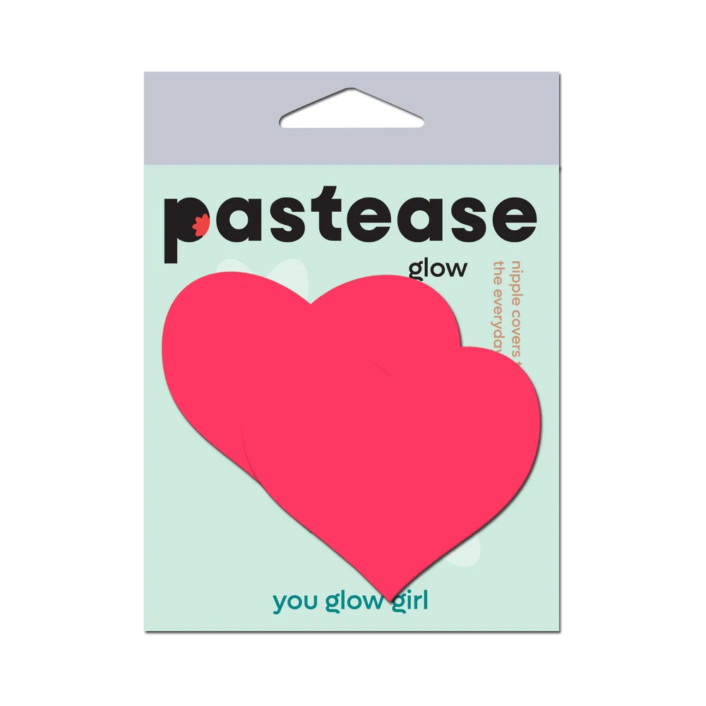 Pastease Love: Glow-in-the-Dark Neon Pink Heart Pasties Nipple Covers - Image 7