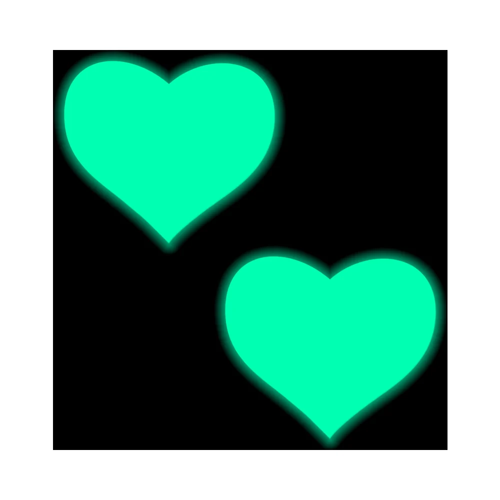 Pastease Love: Glow-in-the-Dark Neon Turquoise Heart Pasties Nipple Covers - Image 4