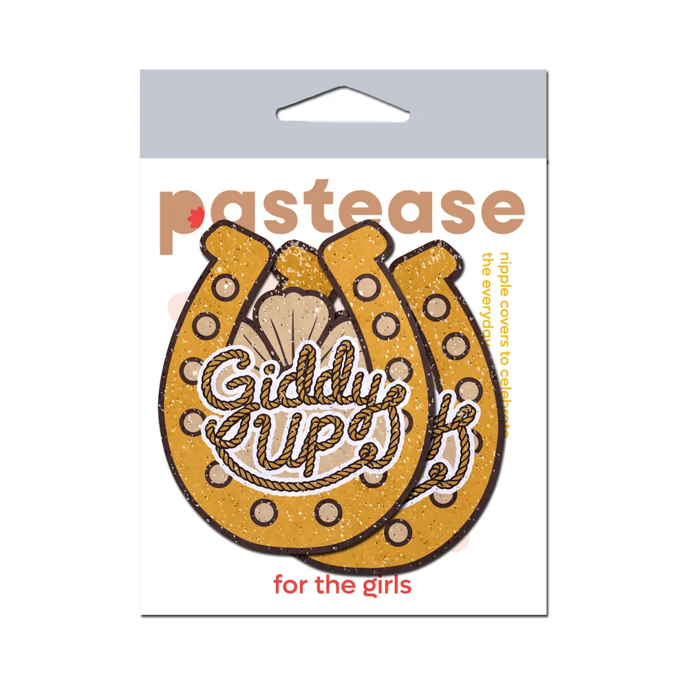 Pastease Giddy Up Sparkling Horseshoe Golden Nipple Covers - Image 4
