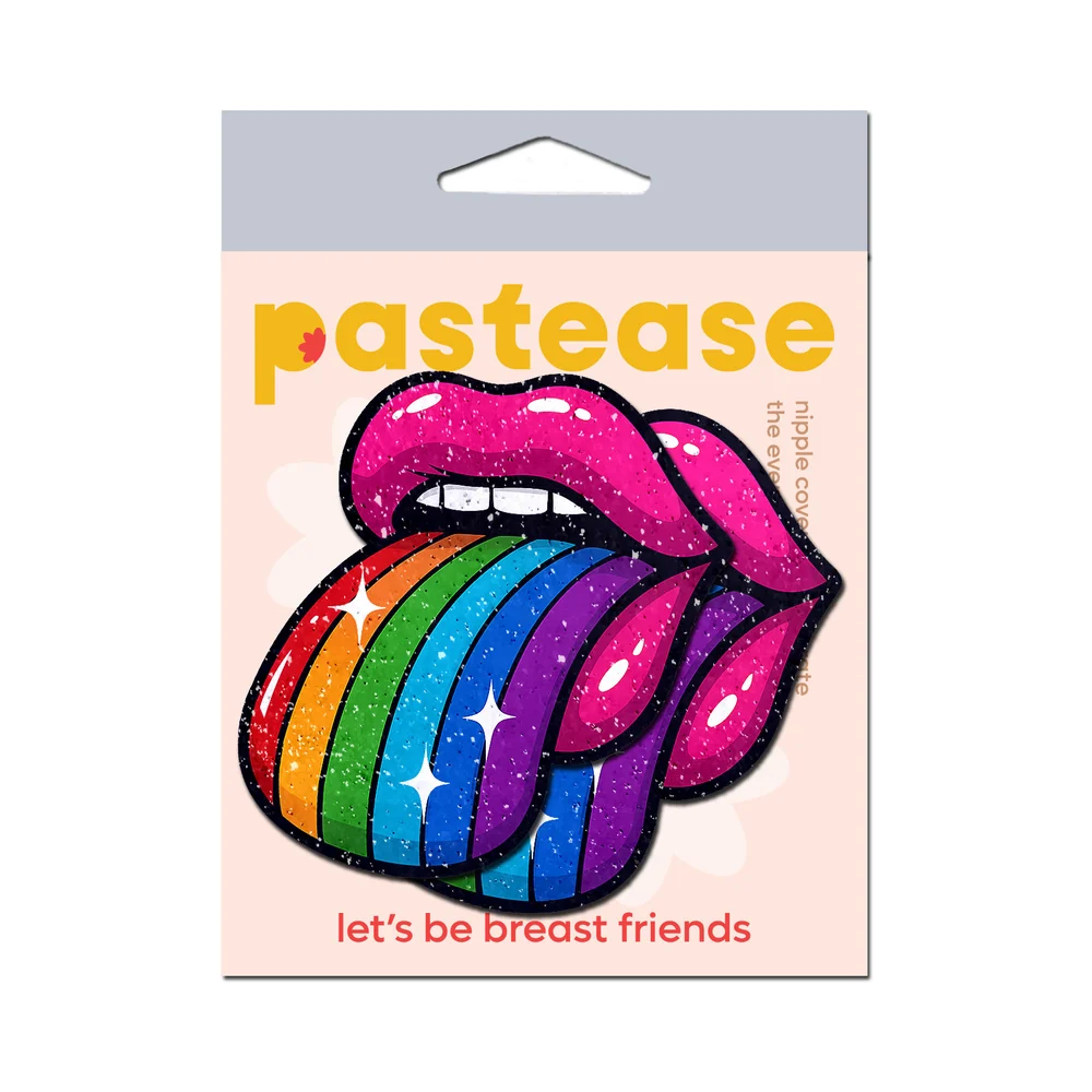 Pastease Taste the Rainbow Sparkling Tongue Out Breast Covers - Image 4