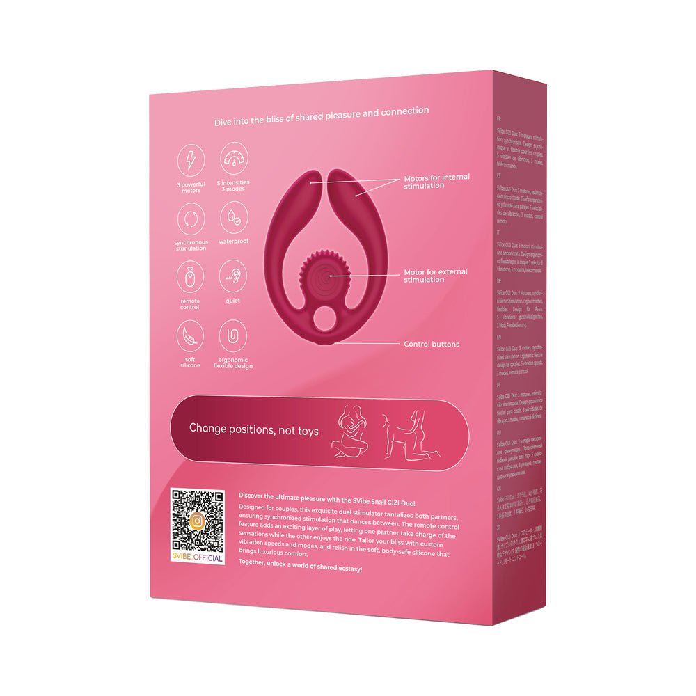 SVibe Snail GIZI Duo Couples Stimulator Burgundy - Image 10