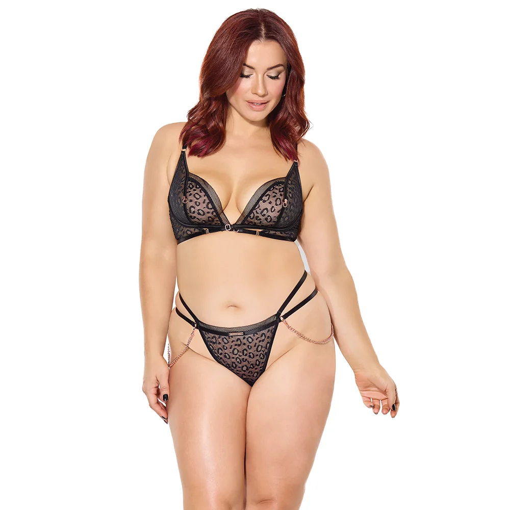Coquette Pleasure Bra & G-String Black Queen Size - Image 2