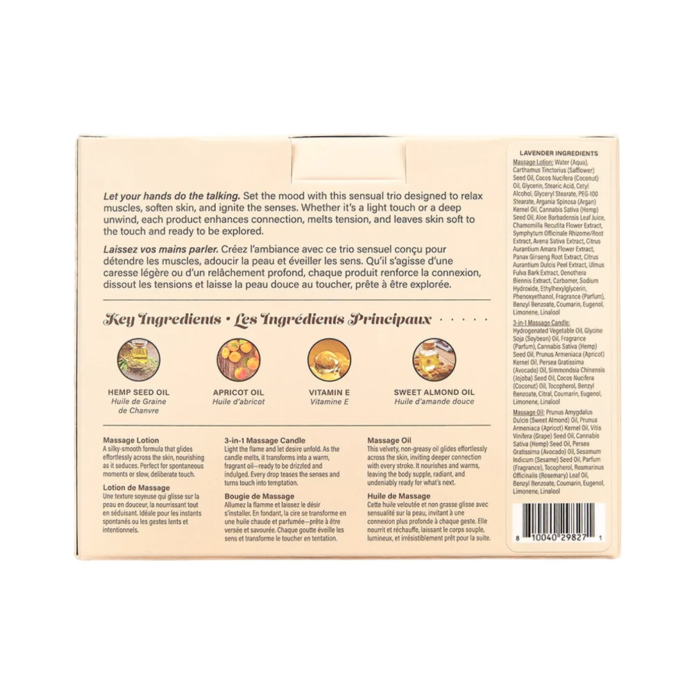 Earthly Body Hemp Seed Massage in a Box Gift Set Lavender - Image 3