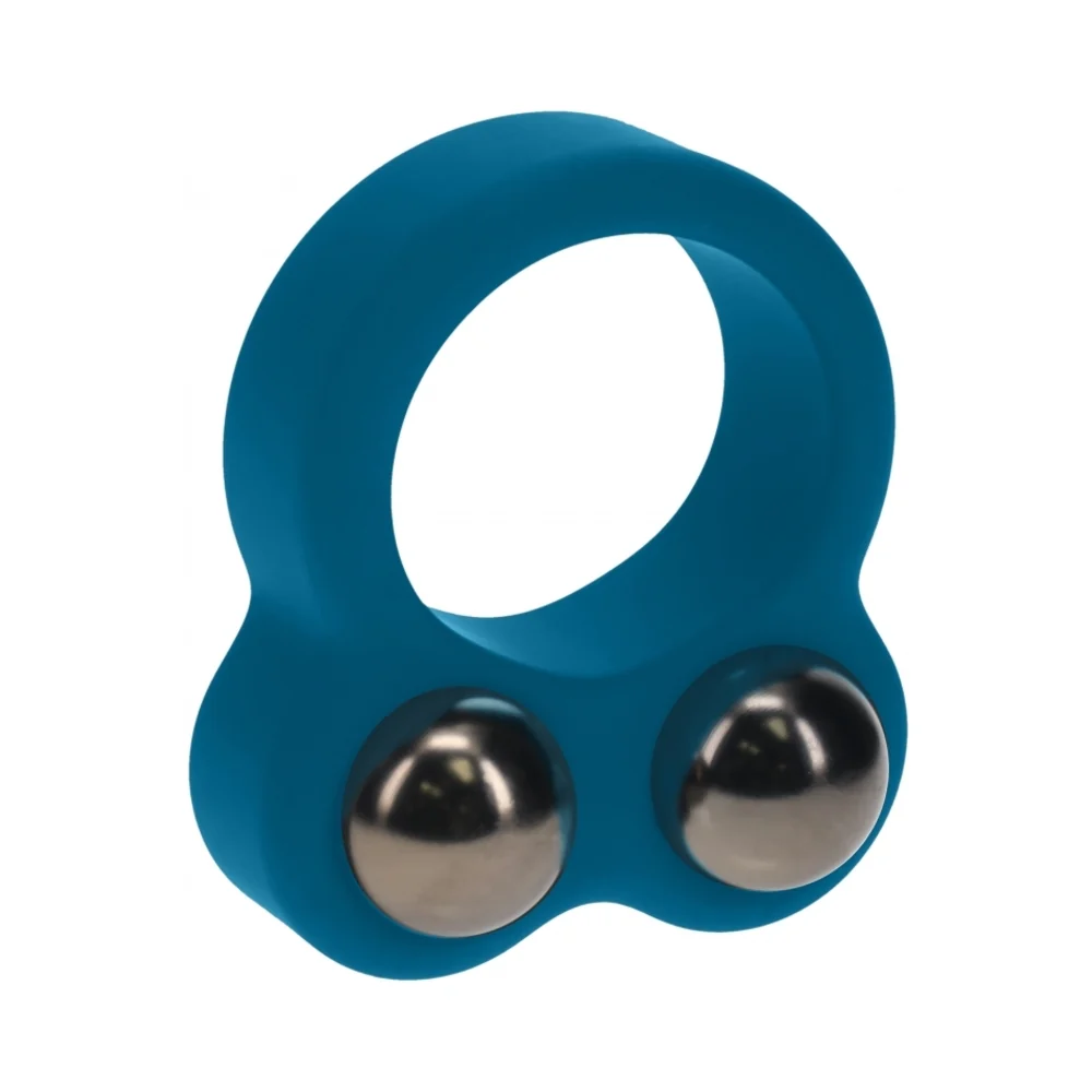 LEVELZ Liquid Silicone Double Weighted Ball Cock Ring Teal - Image 2
